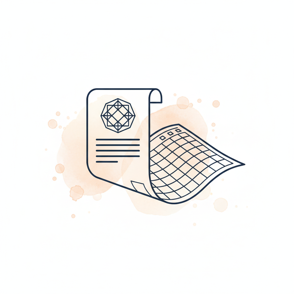 Watercolour illustration of a Revolut bank document transforming into a spreadsheet