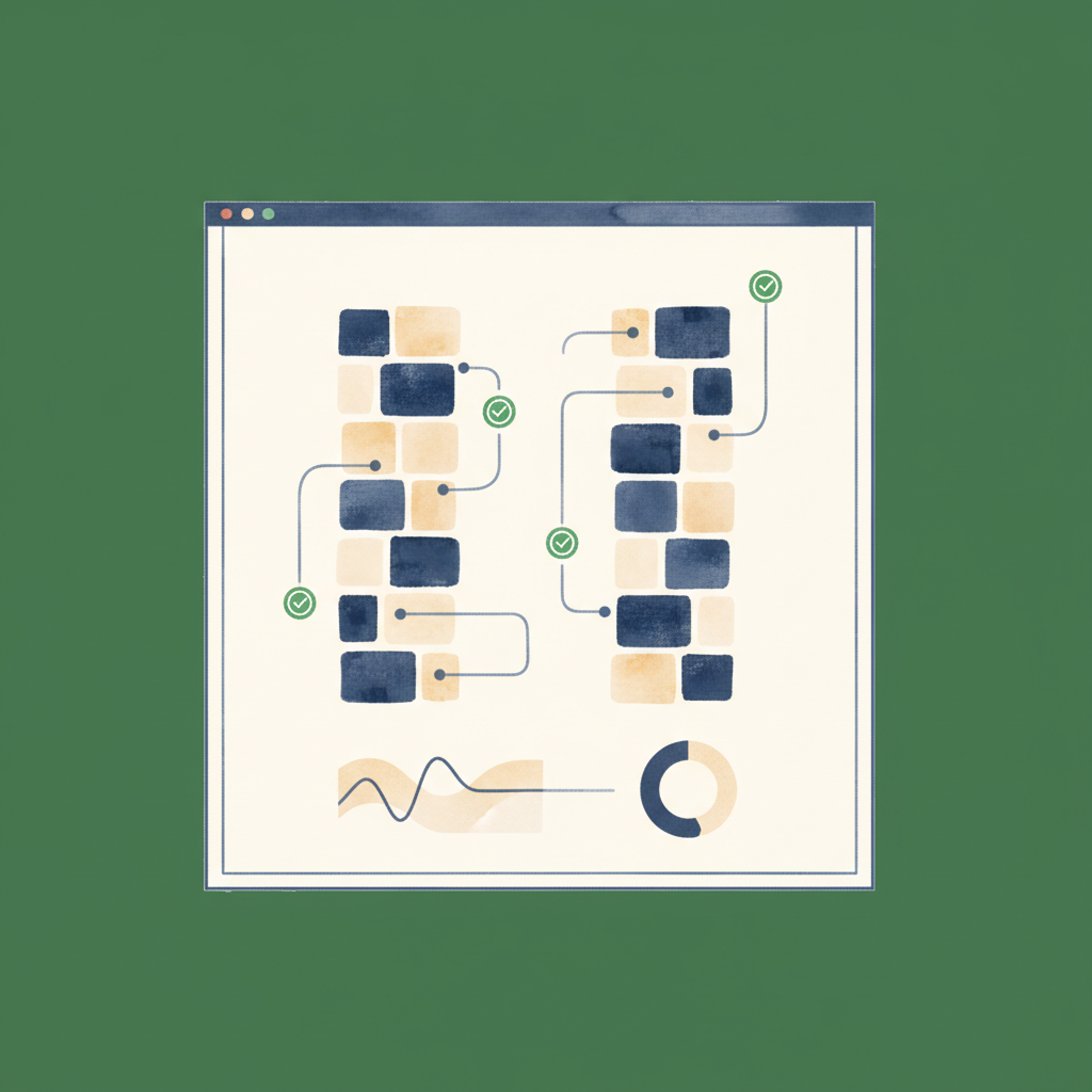 Watercolour illustration of bank reconciliation workflow in Xero